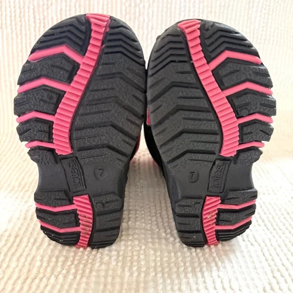 Totes Girls Snow Boots Black Pink Waterproof Winter Size 7 - Picture 5 of 8